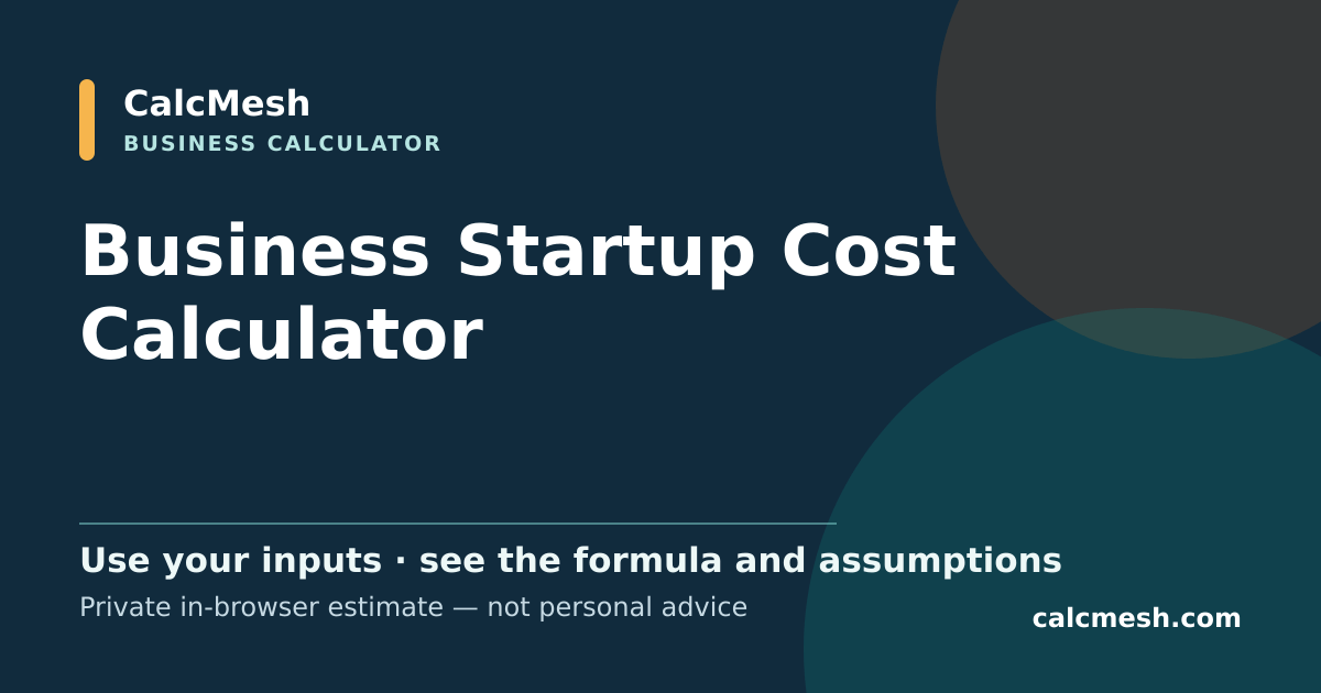 Shareable card for Business Startup Cost Calculator, Estimate by Industry