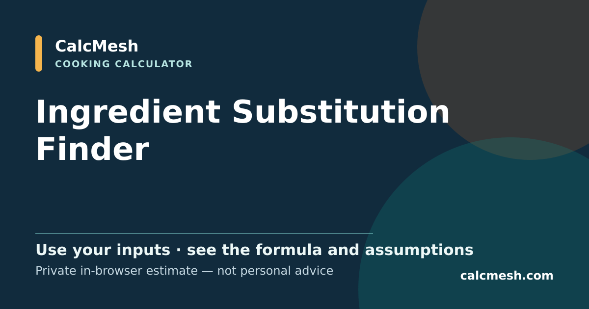 Shareable card for Ingredient Substitution Finder, Baking & Cooking Swaps with Ratios