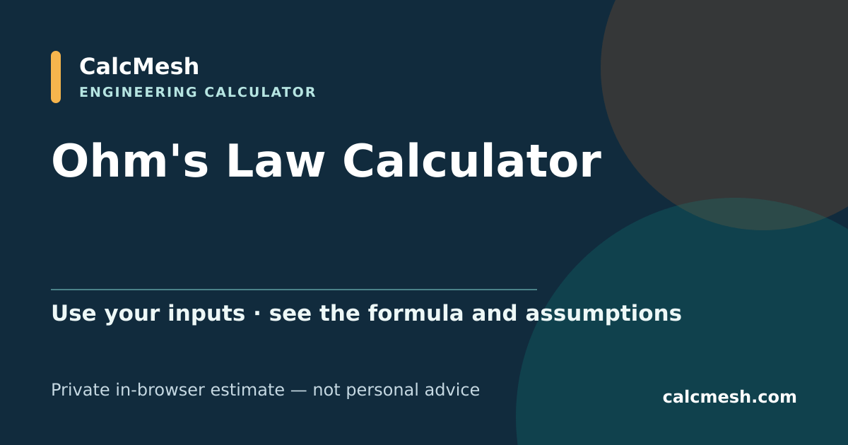 Shareable card for Ohm's Law Calculator, Voltage, Current, Resistance & Power