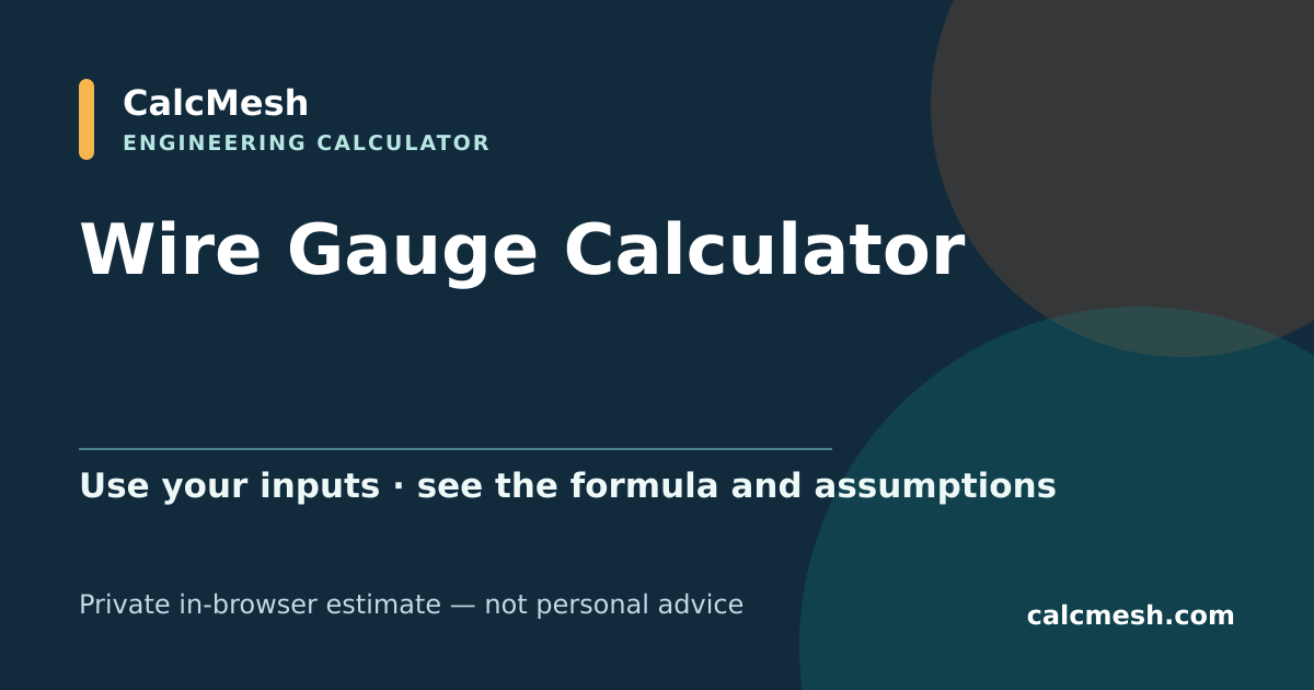 Shareable card for Wire Gauge Calculator, AWG Size by Current, Distance & Voltage Drop