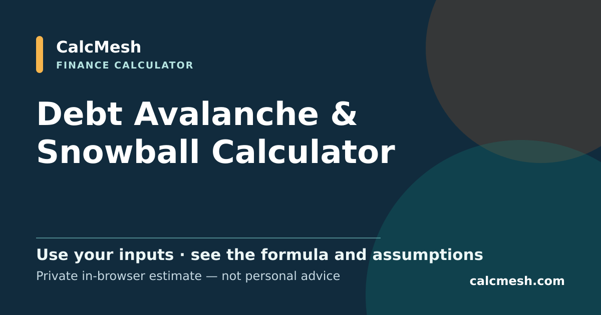 Shareable card for Debt Avalanche & Snowball Calculator (2026)