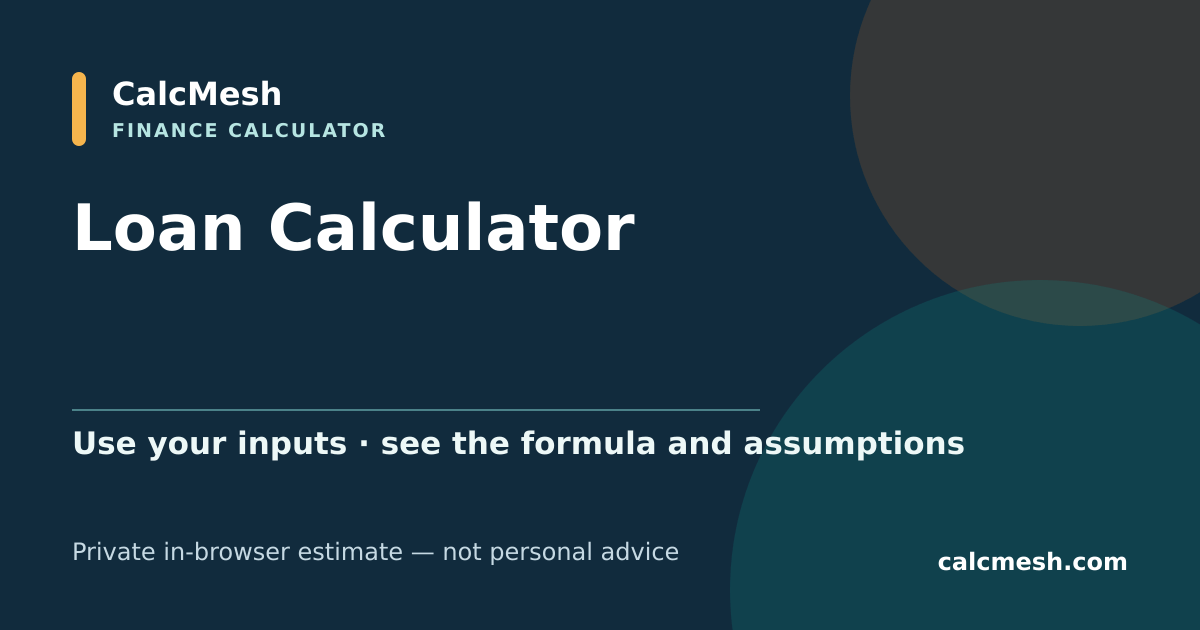 Shareable card for Loan Calculator, Monthly Payment, Payoff Date & Total Interest