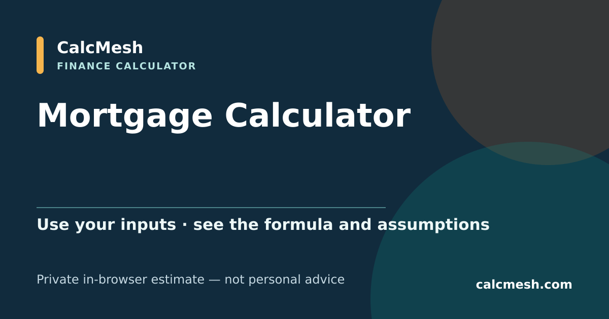 Shareable card for Mortgage Calculator, Monthly Payment, Amortization & Total Interest