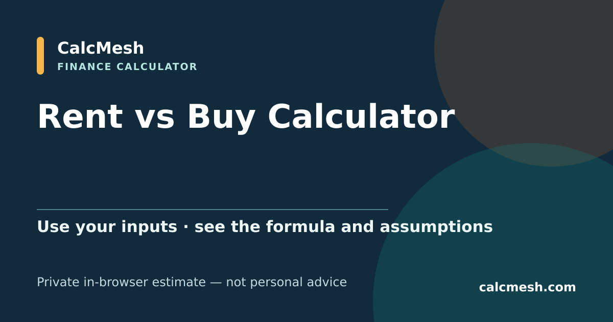 Shareable card for Rent vs Buy Calculator, Compare Total Costs Over Time