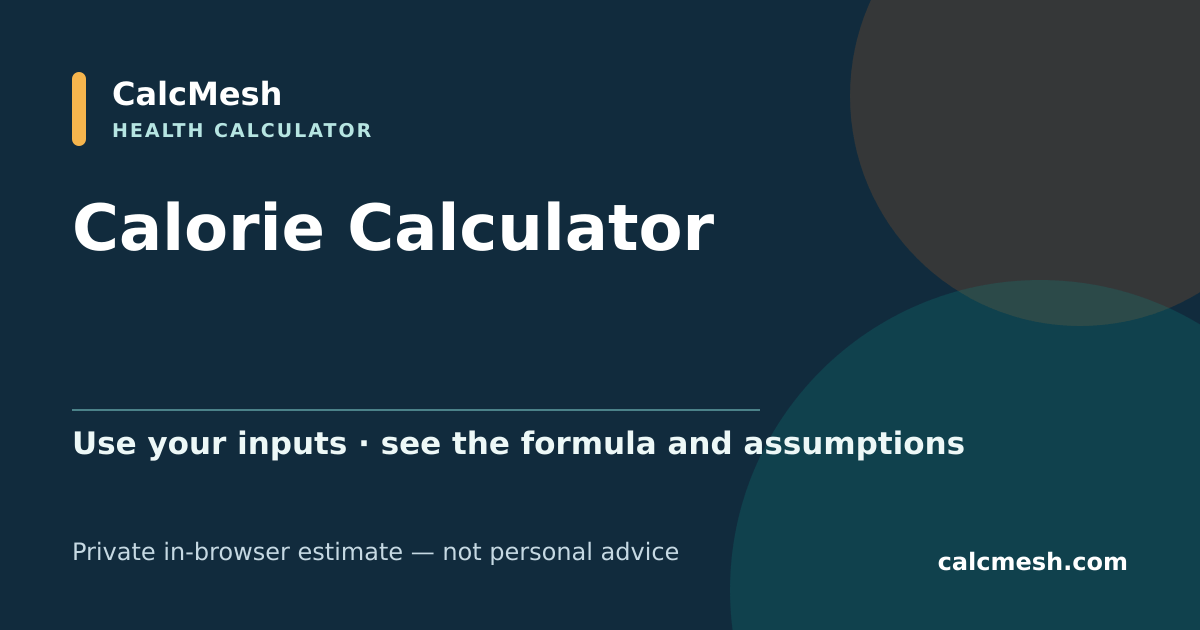 Shareable card for Calorie Calculator, Daily Intake by Age, Activity & Goals