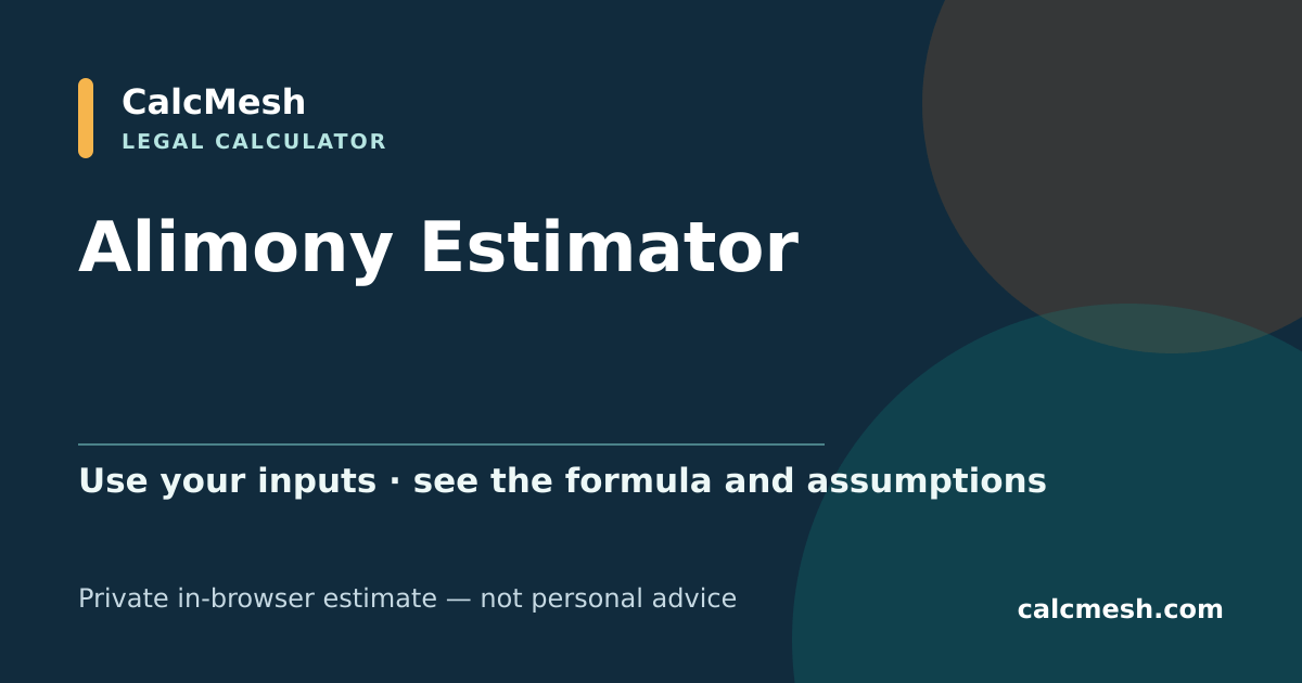 Shareable card for Alimony Estimator, Spousal Support Amount & Duration