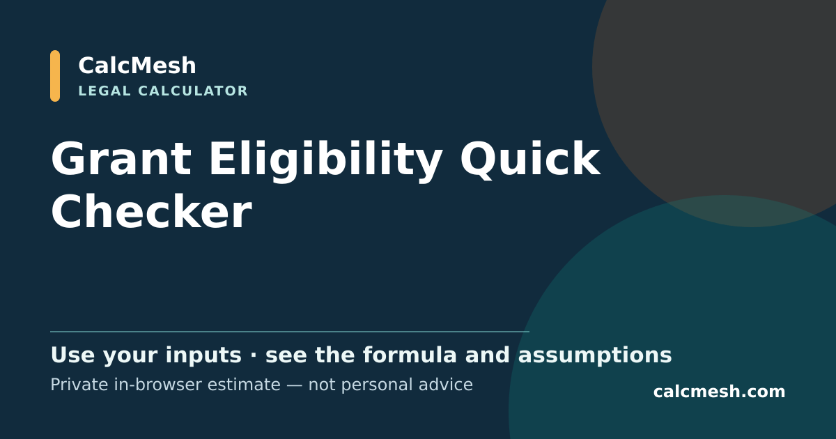 Shareable card for Grant Eligibility Quick Checker, Find Matching Grant Categories