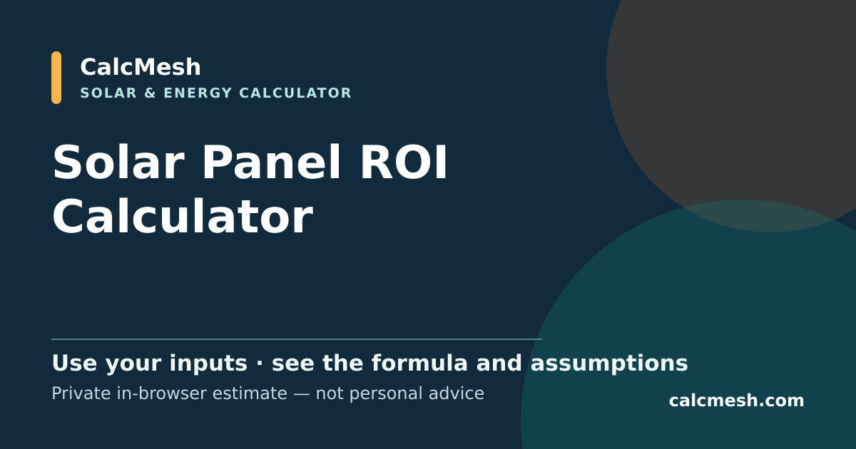 Shareable card for Solar Panel ROI Calculator, Payback Period & 25-Year Savings